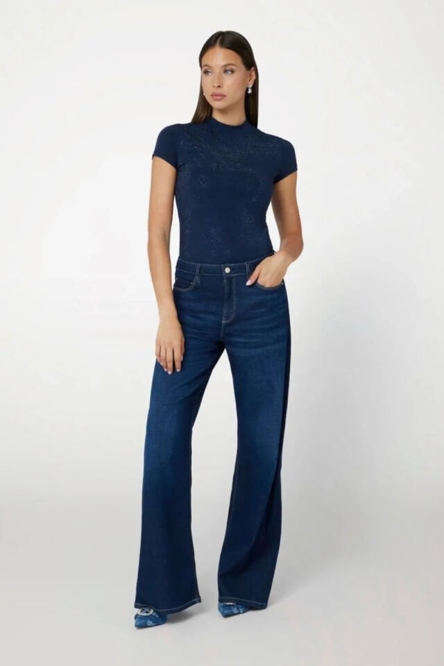 Guess Mock Kadın Mavi Slim Fit T-Shirt