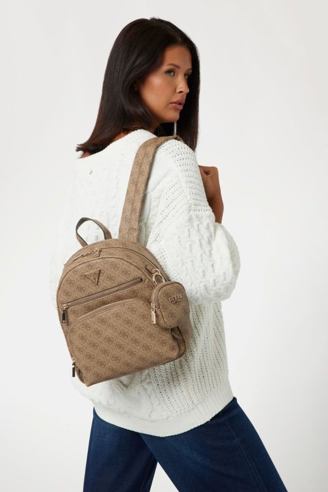 Guess Power Play 4G Logolu Sırt Çantası Bej