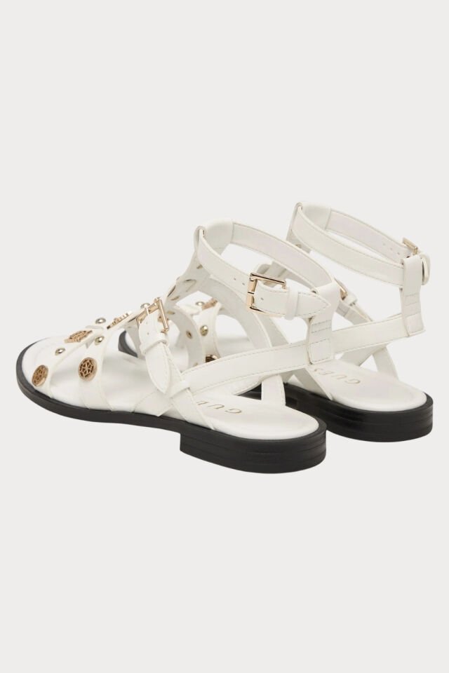 Guess Logolu Bantlı Sandalet Beyaz