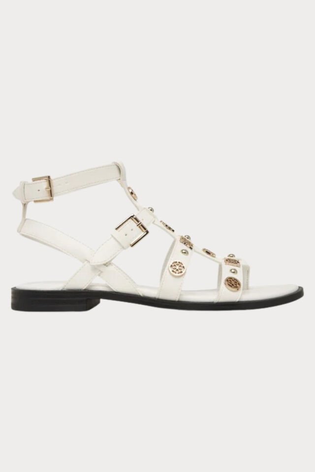 Guess Logolu Bantlı Sandalet Beyaz