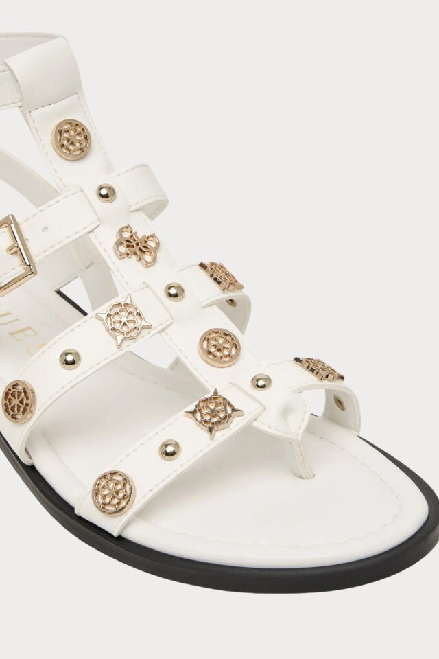 Guess Logolu Bantlı Sandalet Beyaz