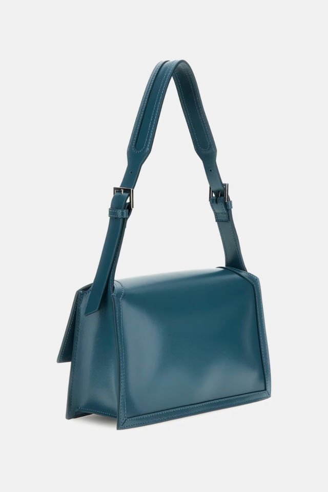 Guess Isa Hakiki Deri Omuz Çantası Mavi