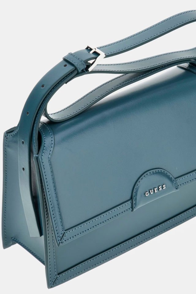 Guess Isa Hakiki Deri Omuz Çantası Mavi