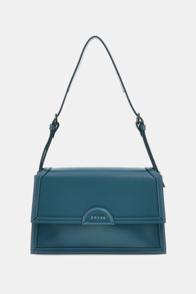 Guess Isa Hakiki Deri Omuz Çantası Mavi