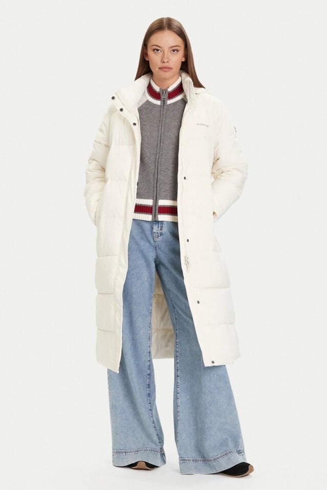 Kışlık ceket Beyaz Normal Kesim