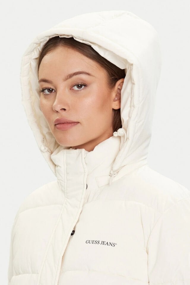 Kışlık ceket Beyaz Normal Kesim