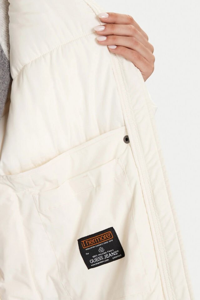 Kışlık ceket Beyaz Normal Kesim