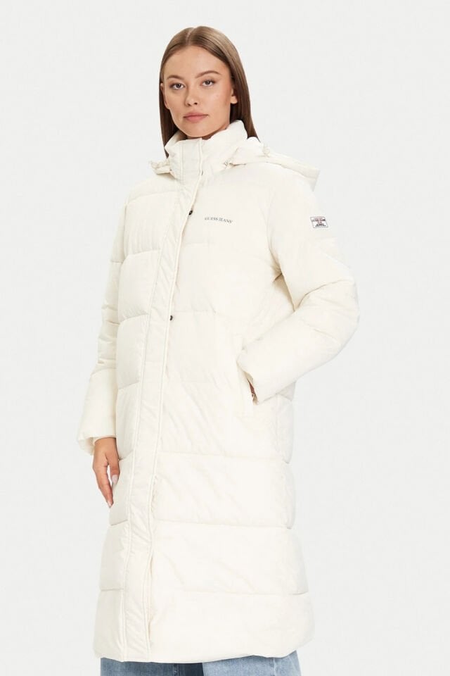 Kışlık ceket Beyaz Normal Kesim