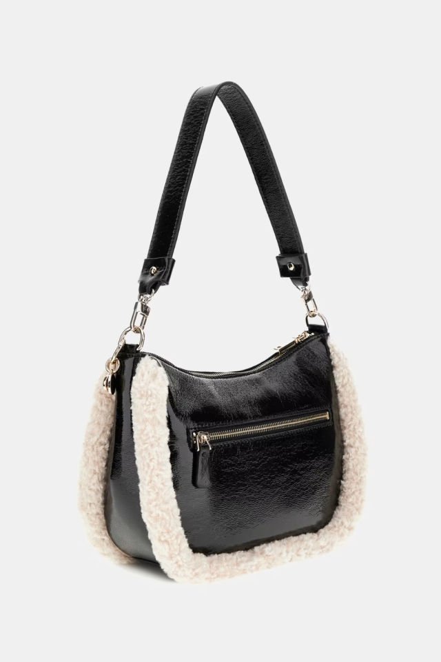 Guess Davika Yapay Kürk Omuz Çantası Siyah