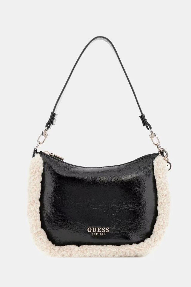 Guess Davika Yapay Kürk Omuz Çantası Siyah