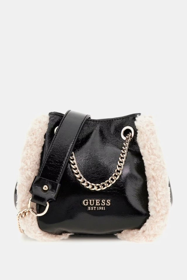 Guess Davika Yapay Kürk Mini El Çantası Siyah
