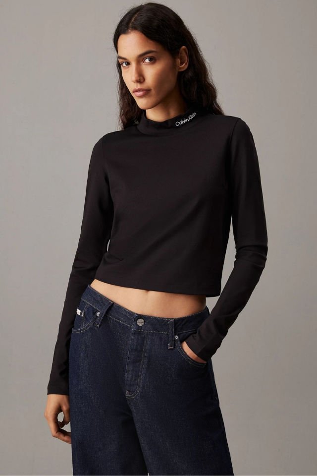 Calvin Klein Milano Jersey Uzun Kollu Üst Siyah