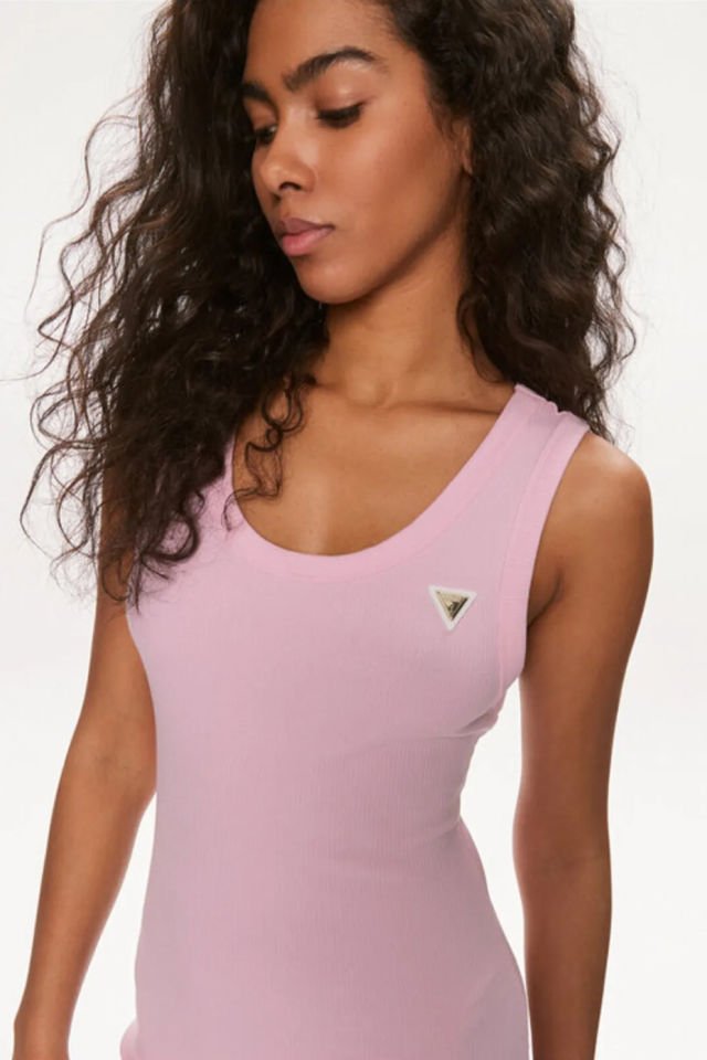 Guess Rib Örgü Mini Elbise Pembe
