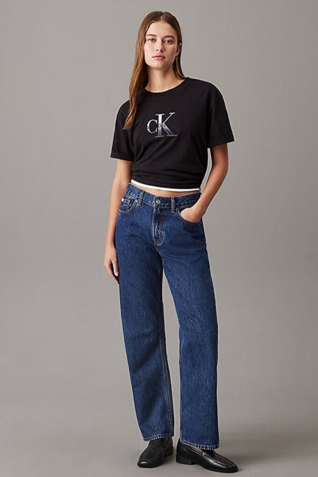 Calvin Klein Kadın Embroidery Monologo T-shirt Siyah