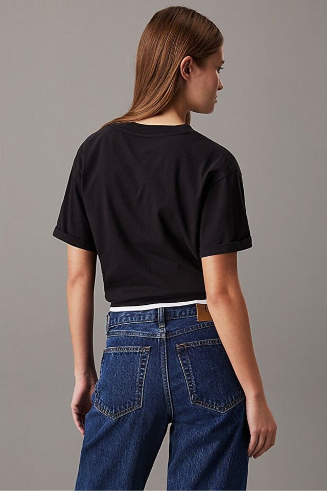 Calvin Klein Kadın Embroidery Monologo T-shirt Siyah