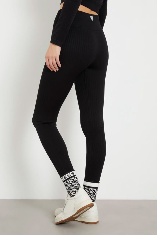 Guess Rib Dikişsiz Tayt Siyah