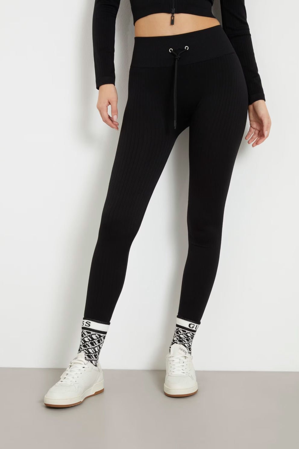Guess Rib Dikişsiz Tayt Siyah
