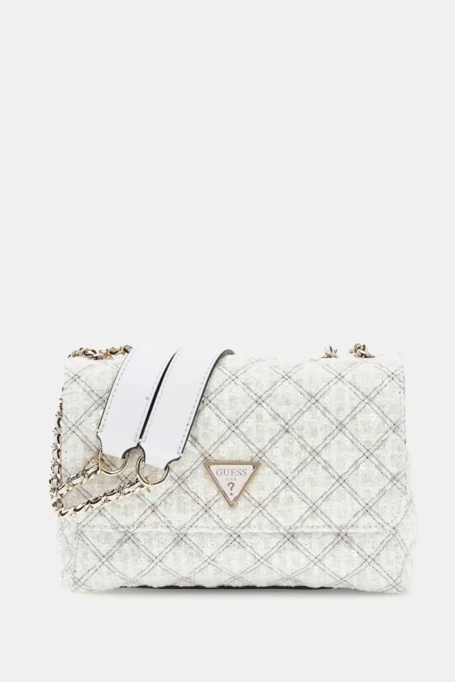 Guess Giully Payetli Çapraz Çanta Beyaz