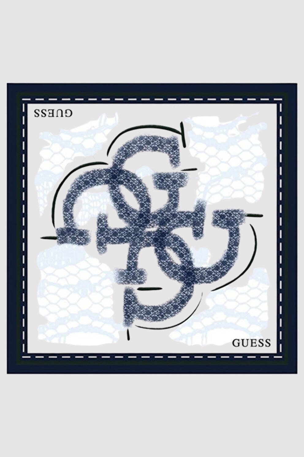 Guess Tivil Square Kadın Ipek Eşarp Mavi