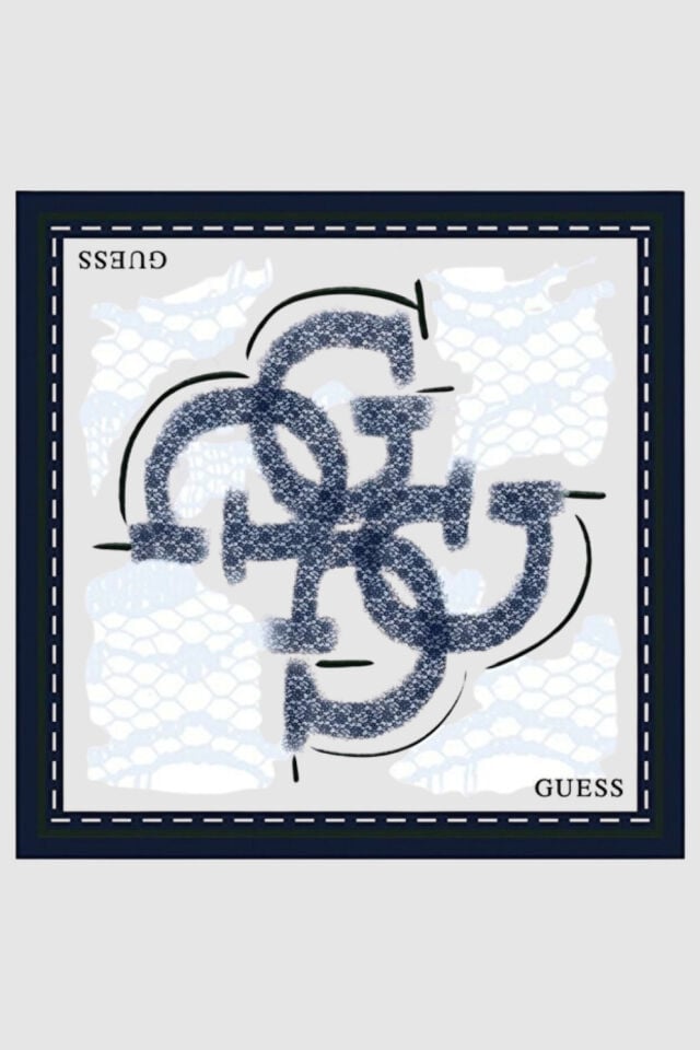 Guess Tivil Square Kadın Ipek Eşarp Mavi