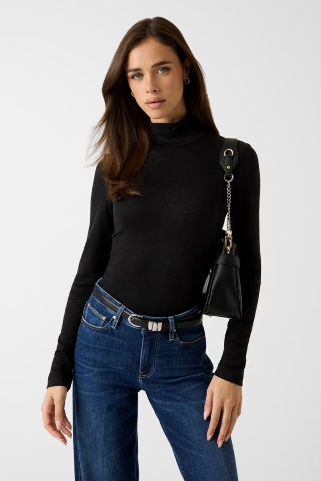 Guess Kaplumbağa Yaka Üst Siyah