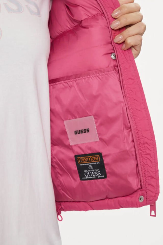 Guess Regular Kalıp Şişme Mont Pembe