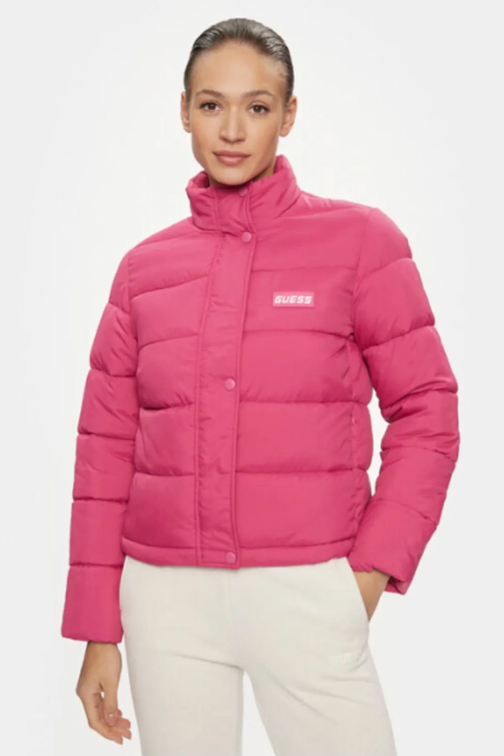 Guess Regular Kalıp Şişme Mont Pembe