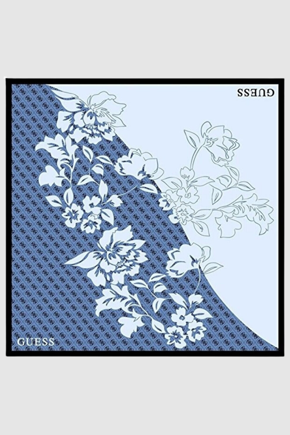 Guess Square Tivil İpek Eşarp Mavi
