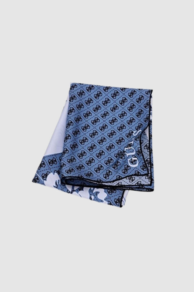 Guess Square Tivil İpek Eşarp Mavi