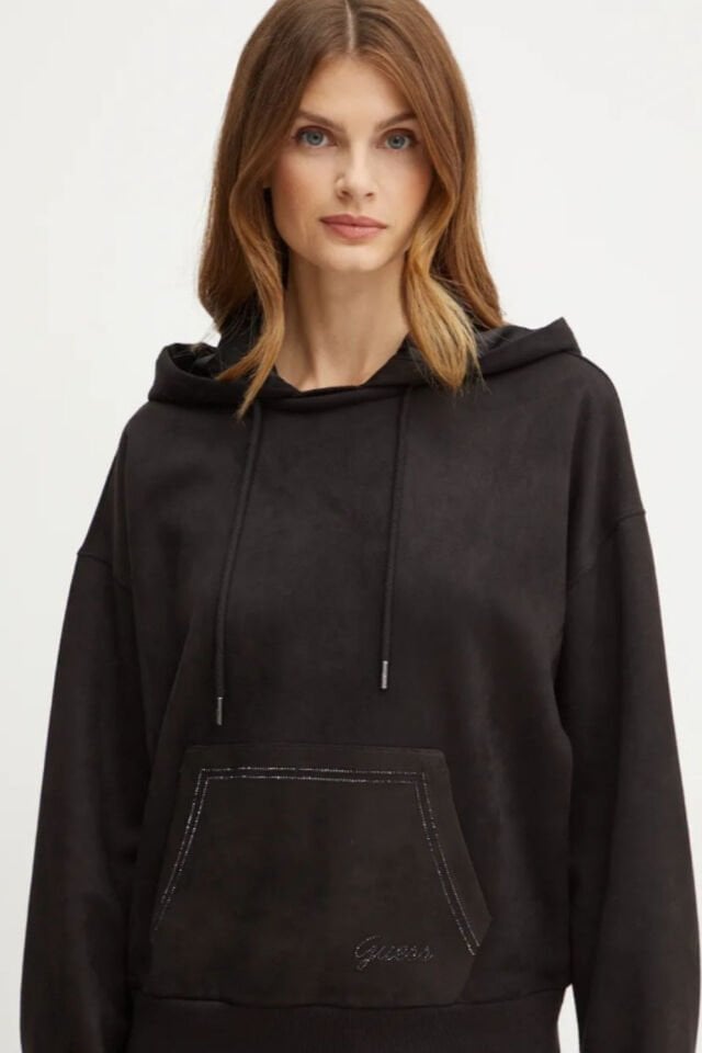 Guess Eco Kadın Siyah Scuba Sweatshirt