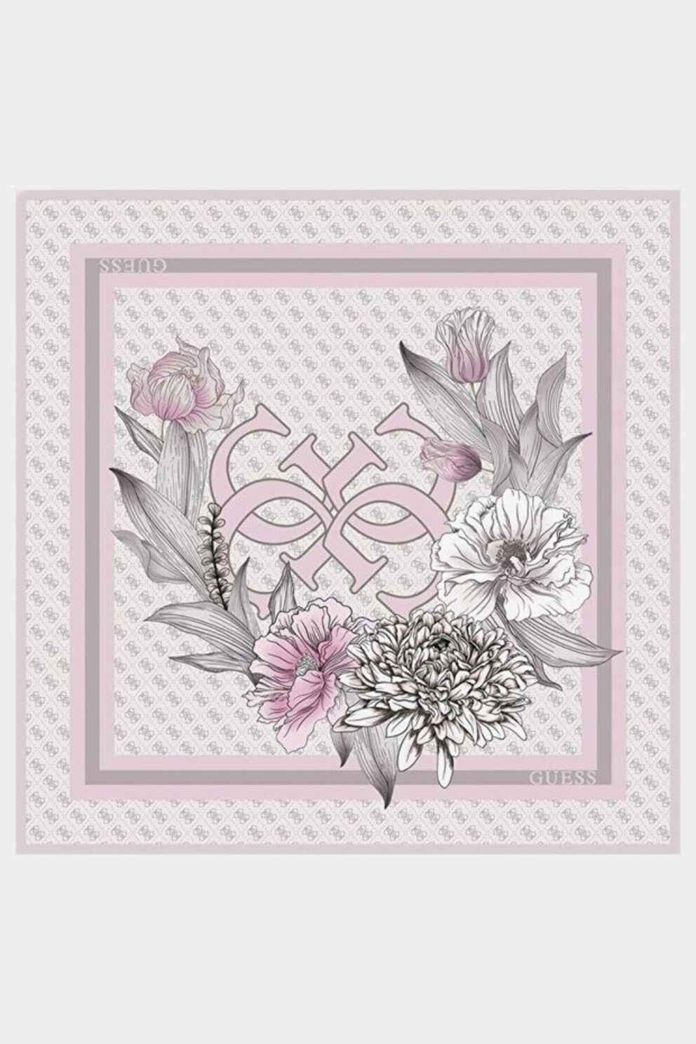 Guess Square Kadın Ipek Eşarp Pembe