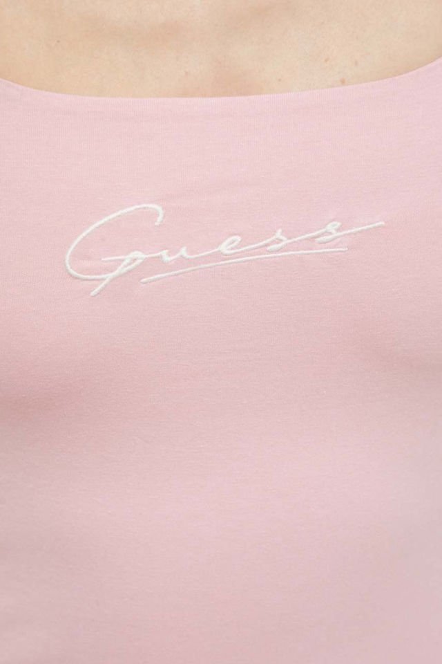 Guess Önde Logolu Esnek Atlet Üst Pembe