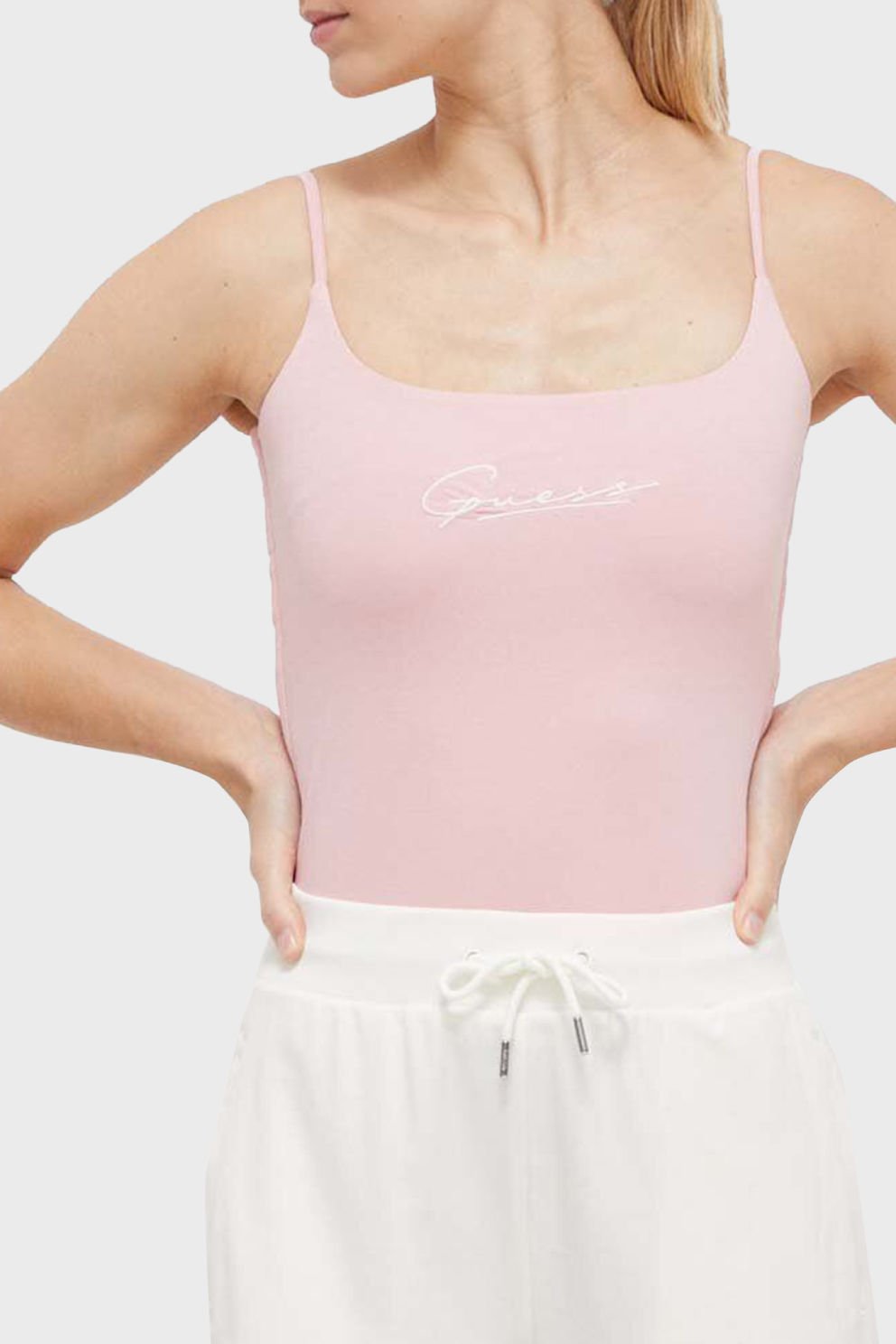 Guess Önde Logolu Esnek Atlet Üst Pembe