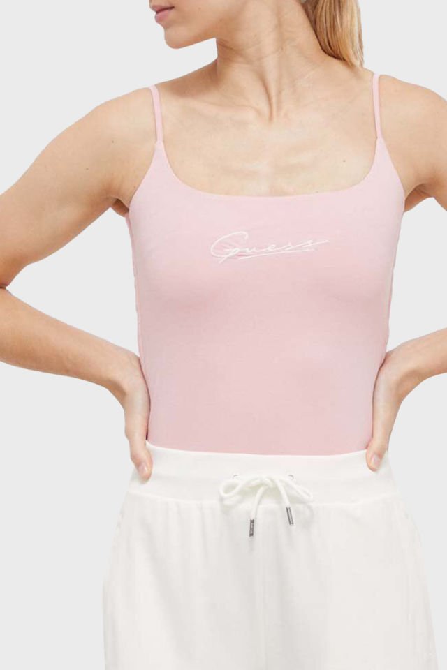 Guess Önde Logolu Esnek Atlet Üst Pembe