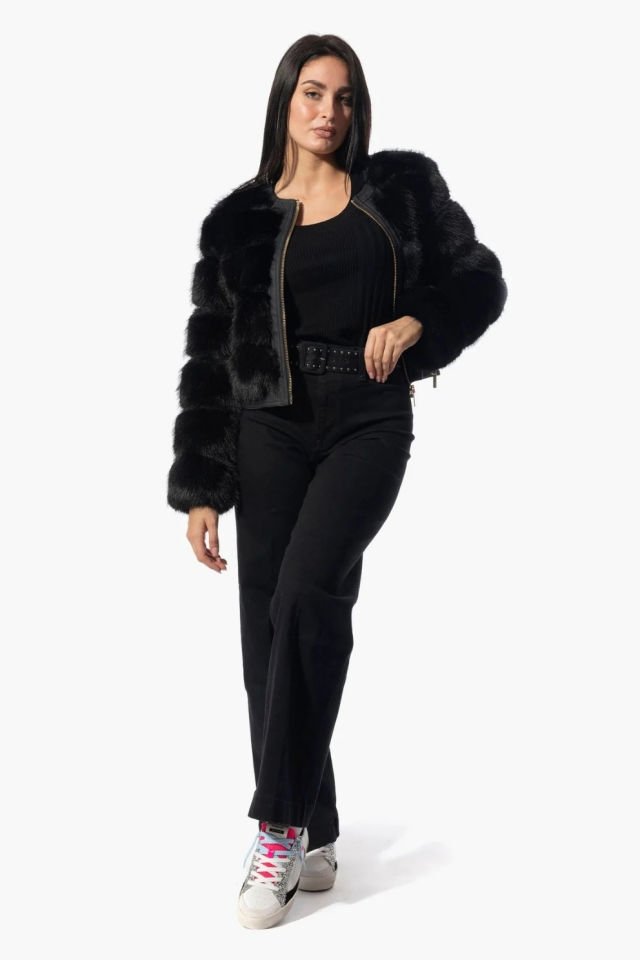 Guess Marciano Suni Kürk Ceket Siyah