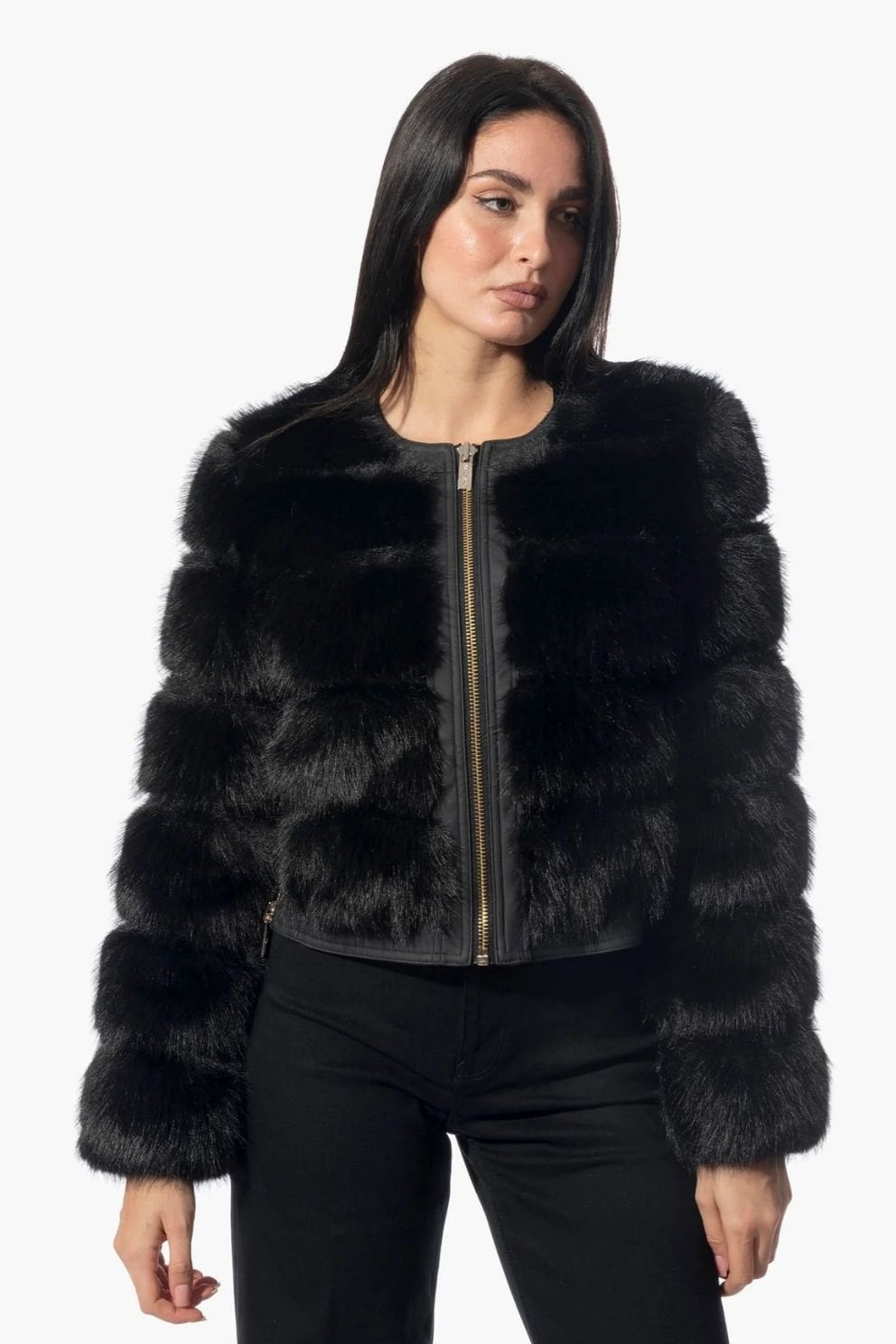 Guess Marciano Suni Kürk Ceket Siyah