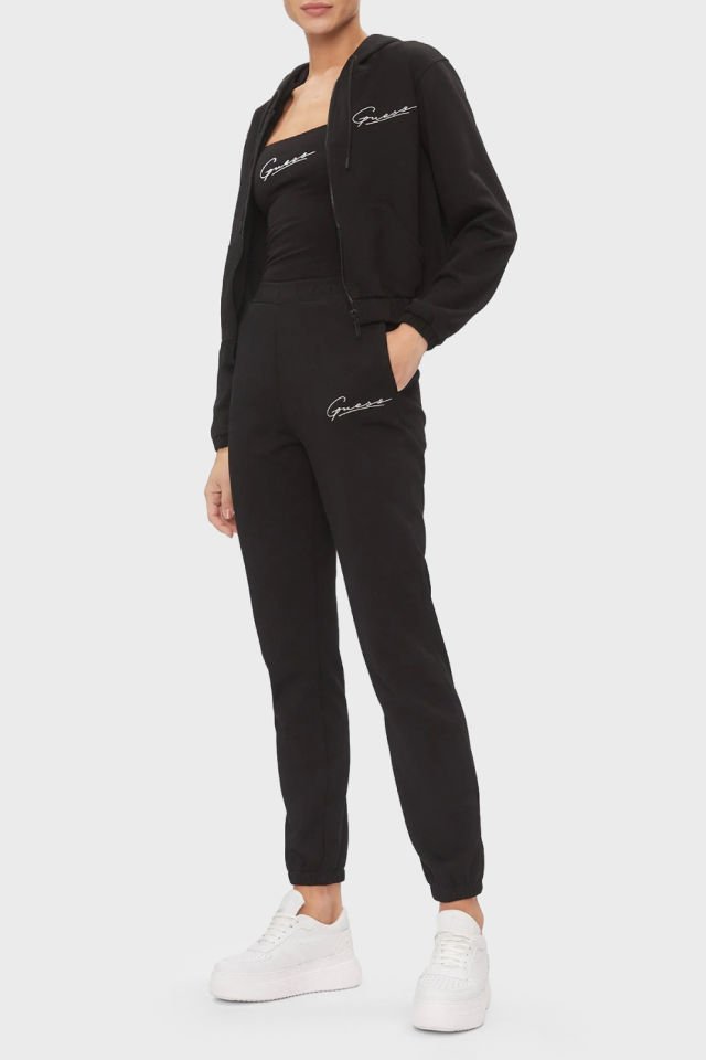 Guess Kapüşonlu Fermuarlı Sweatshirt Siyah