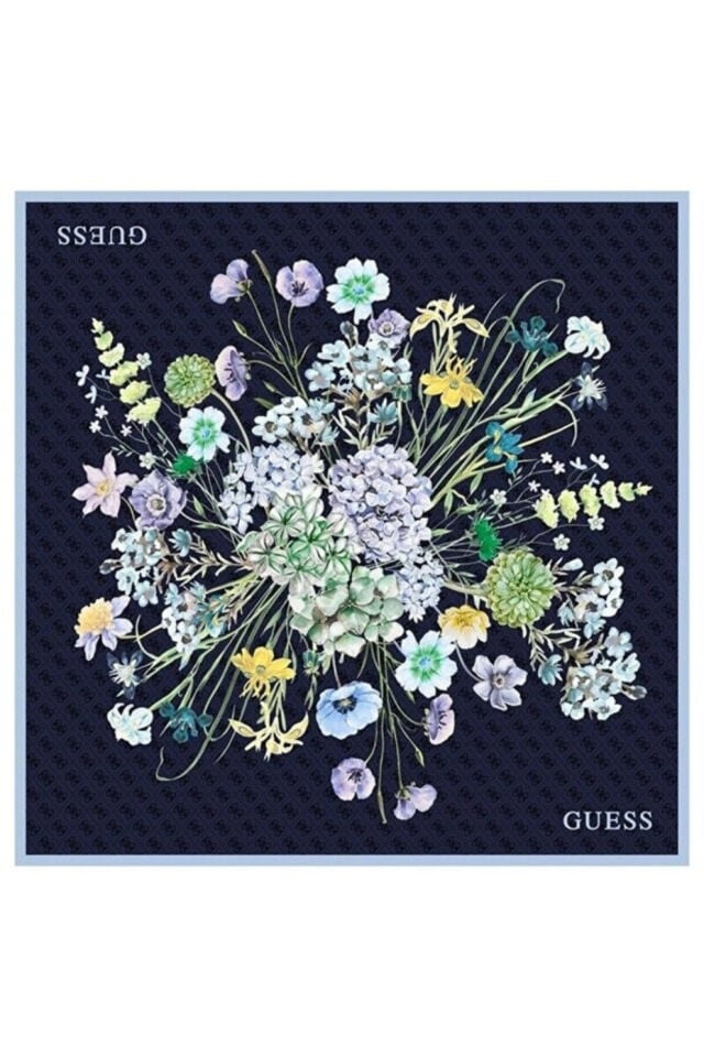 Guess Tivil Square  İpek Eşarp Mavi