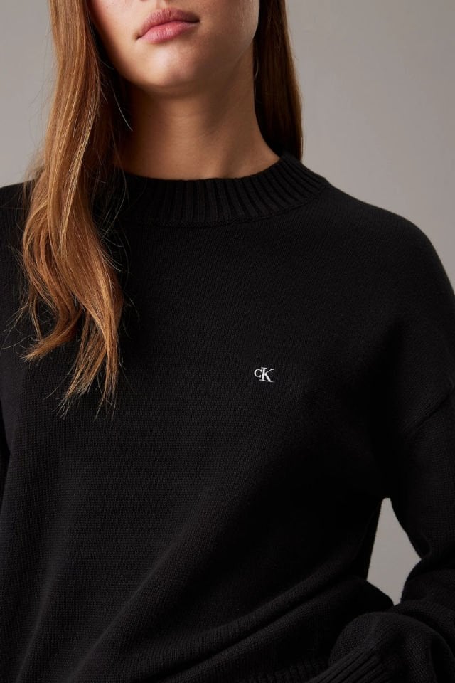 Calvin Klein Pamuklu Monogram Kazak Siyah