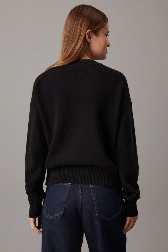 Calvin Klein Pamuklu Monogram Kazak Siyah