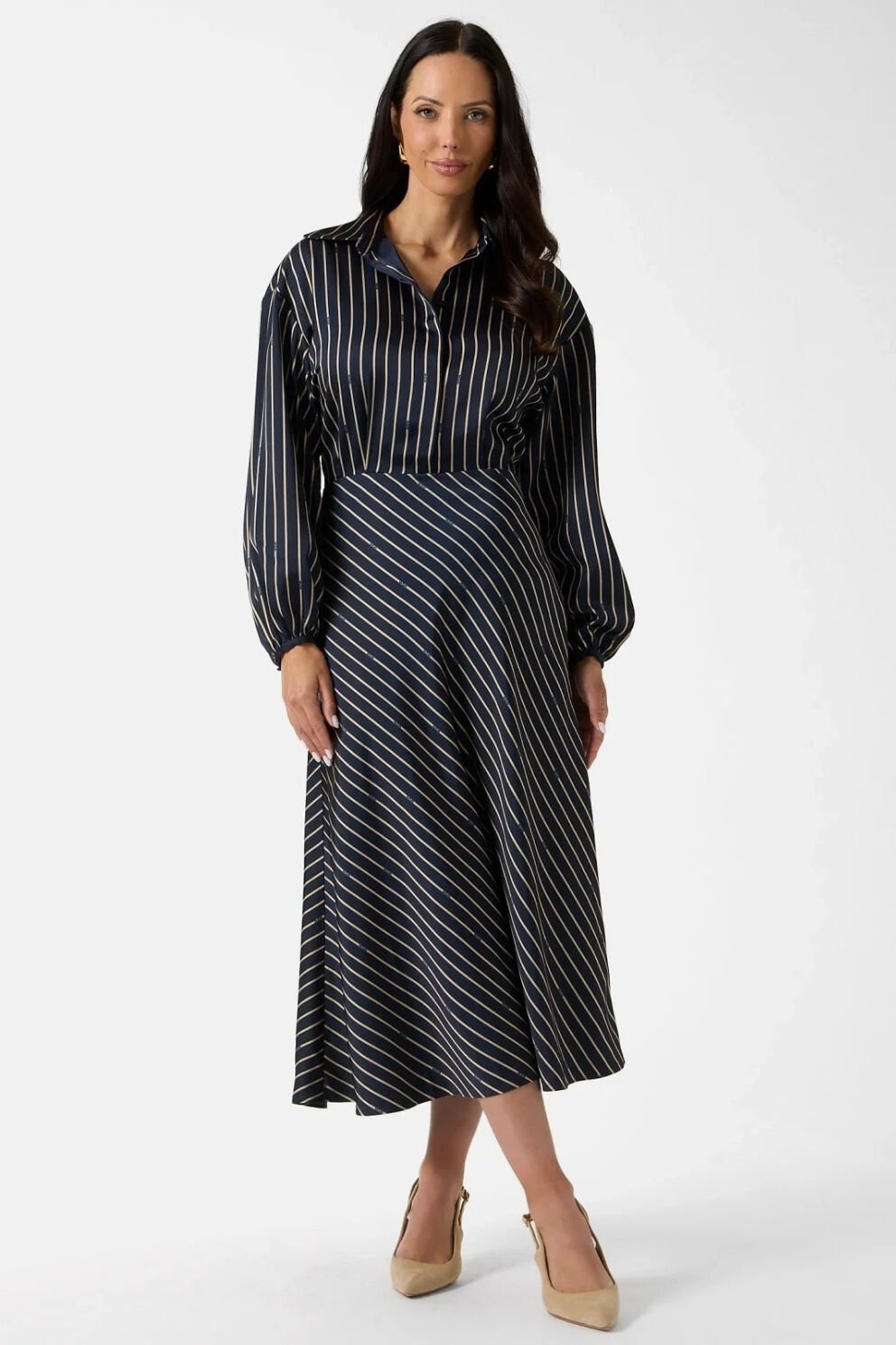 Guess Fatou Uzun Kollu Kadın Mavi Elbise