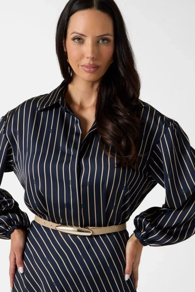 Guess Fatou Uzun Kollu Kadın Mavi Elbise