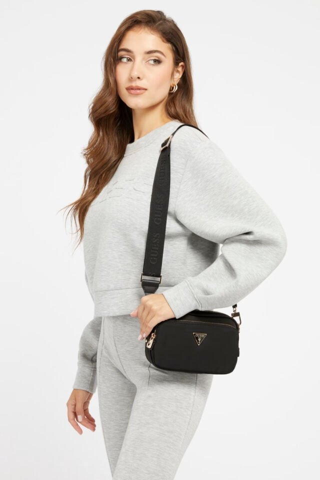 Guess Gemma Saffiano Mini Omuz Çantası Siyah
