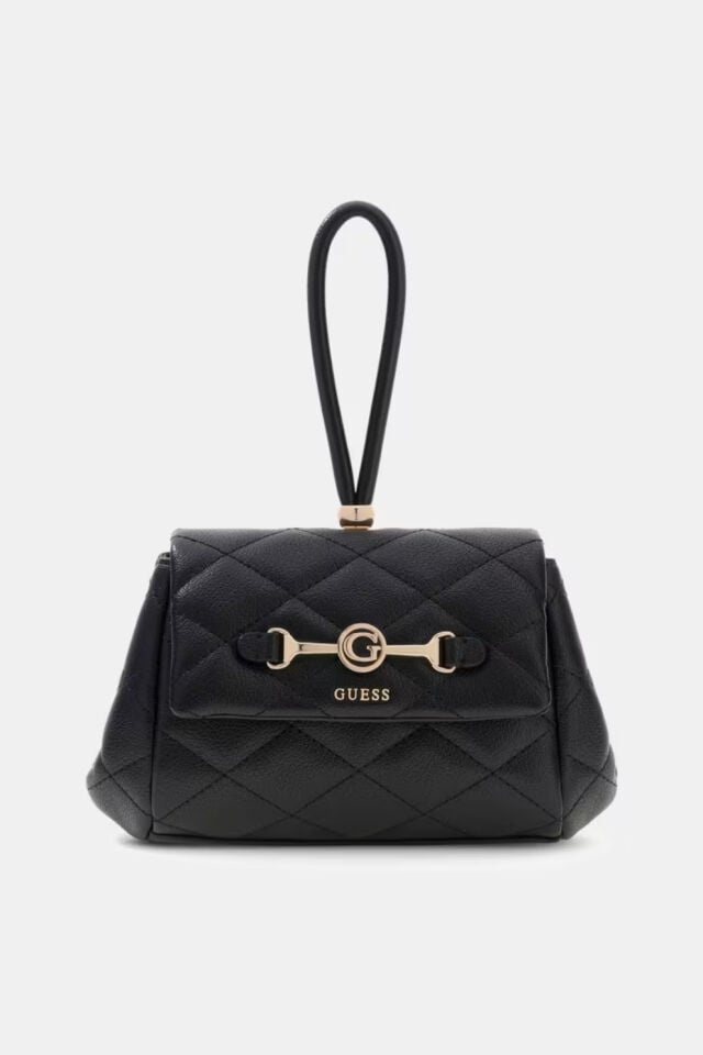 Guess Frances Mini Kapaklı Çapraz Askılı Çanta Siyah