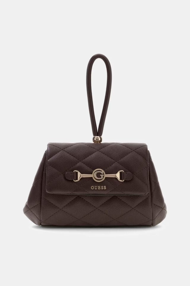 Guess Frances Mini Kapaklı Çapraz Askılı Çanta Kahverengi