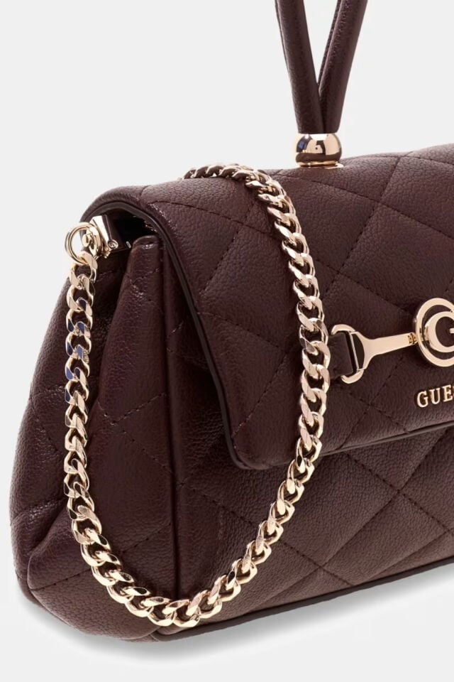 Guess Frances Mini Kapaklı Çapraz Askılı Çanta Kahverengi