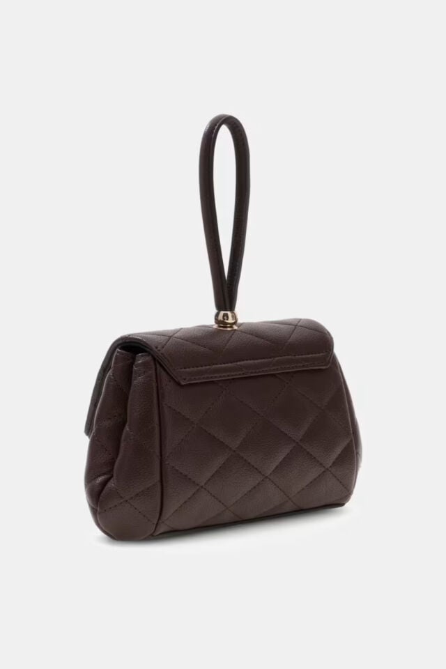 Guess Frances Mini Kapaklı Çapraz Askılı Çanta Kahverengi
