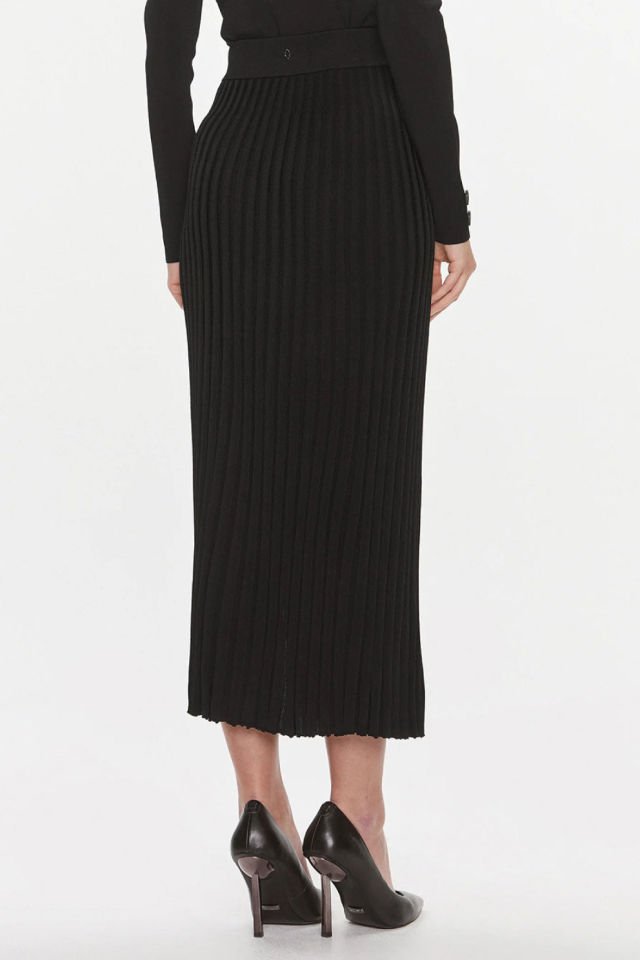 Guess Plise Triko Midi Etek Siyah