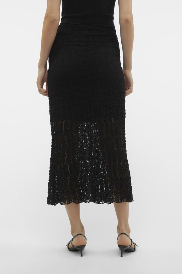 Guess Plise Triko Midi Etek Siyah