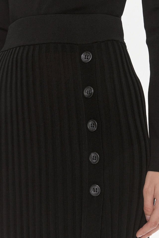 Guess Plise Triko Midi Etek Siyah